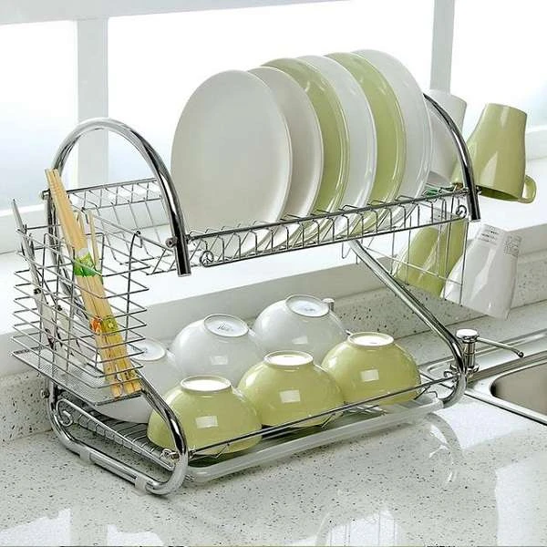 2 Tiers Kitchen Dish Cup Drying Rack