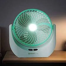 Led Light Multi Function Powerful Rechargeable Table Desk Fan - (MULTI COLOUR) Assorted