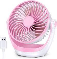 Led Light Multi Function Powerful Rechargeable Table Desk Fan - (MULTI COLOUR) Assorted