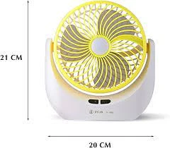 Led Light Multi Function Powerful Rechargeable Table Desk Fan - (MULTI COLOUR) Assorted